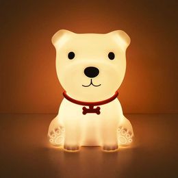 Lamps Shades Creative Colorful Dog LED Night Light Touch Sensor Silicone USB Rechargeable Bedroom Lamp For Children Kid Baby Holiday Gift Y240520193O