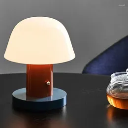 Table Lamps Rechargeable LED Portable Bedroom Lamp Warm Bedside Mushroom Minimalist Desk Living Room Study