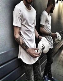 Fashion High quality t shirt Extended TShirt Men Summer Curved Hem Long line Hip Hop Tshirts Urban Blank clothes Mens Tee Shirts13081389