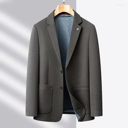 Men's Suits 2024 Boutique Knitted Elastic Casual Fashion Handsome Suit Korean Version Slim-fit Trend Business Jacket