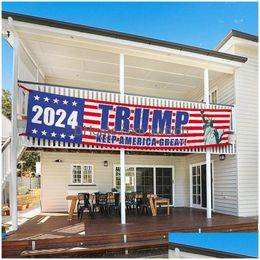 Banner Flags Donald Trump 2024 Outdoor Courtyard Banners 200X45Cm Take America Back Drop Delivery Home Garden Festive Party Supplies Dhoek