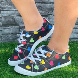 Casual Shoes Women Flat Stylish Comfortable Slip On Valentine Day Printed Footwear Women's High Quality Walking Canvas