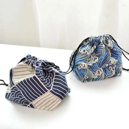 Storage Bags Japanese Lunch Boxes Bag Portable Cotton Linen Drawstring Pouch Travel Picnic Food Tableware Tote Supplies