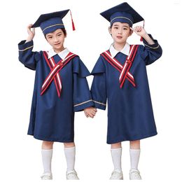 Clothing Sets Kids Bachelor Gown Children Graduate School Class Team Student Uniform Wear Stage Performance Robe And Bow Tie Costume