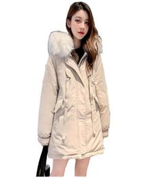 Oversize Fur Coat Hooded Winter Down Coat Women Jacket Thick Warm Long Bakery Cotton padded Wadded Parkas Back Zipper Big Pocket6657658