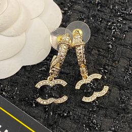 High Quality Designer Light Luxury Small CH Style Half Ring Rhinestone Double Letter Stud AAA Classic Quality Casual All Match Model Fashion Earrings C28