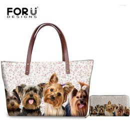 Bag FORUDESIGNS Women Handbags Selfie Yorkshire Totes Cute Pet Dog Print Tote Shoulder Bags For Fashion Ladies Messenger