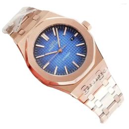 Wristwatches Luxury Mens Automatic Mechanical Watch Stainless Steel Bracelet Black Blue Grey Rose Gold With Date 41mm Watches