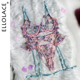 Ellolace Fairy Lingerie Floral Transparent Underwear Ruffle Garter Intimate Delicate Underwear Beautiful See Through Outfits 240514