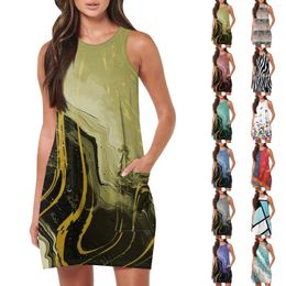 Casual Dresses Women's Summer Sleeveless Printed Sundress (with Pockets) Short Beach Vacation Tank Long In