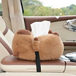 Stuffed Plush Animals Cute Cartoon Plush Toys Capybara Plush Car Tissue Box Car Seat Back Paper Bag Creative Car Tissue Box Soft Doll for Kid Gifts