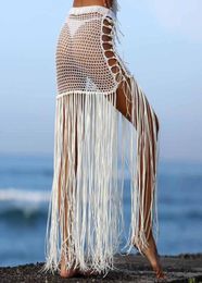 New crochet Cover Up Beach Women skirt Bikini Cover Ups knitted Fish Net Long Tassel Bathing Suit Women Swimsuit Beachwear Skirt4730093