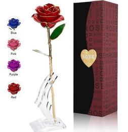 Gold Dipped 24k Eternity Rose Party Favours with Transparent Moon Stand Gift for Valentine039s Day Mother039s Day Anniversary6170426