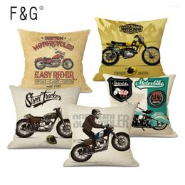 Pillow Retro Decorative Cover Cartoon Motorcycle Pillowcase Mobile Bike Case For Car Sofa Home Decor