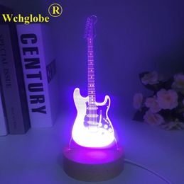 Lamps Shades Acrylic Table Lamp Touch Wooden 3D Bass Guitar Violin Home Room Decor Led Lights Lamp Creative Night Lights Holiday Wood Gift Y240520RJ8V