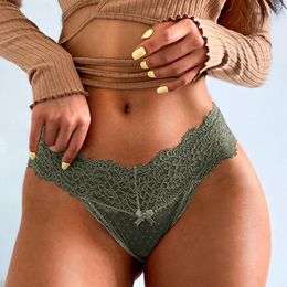 Women's Panties For Women Female Flower Embroidery Lace Bow Edge Underwear Ladies Sexy Quick Drying Thong Seamless Solid