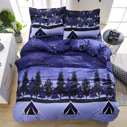 Bedding Sets 4pcs/set Brief Style City Night View Printing Comfortable Family Set Bed Linings Duvet Cover Sheet Pillowcases 51