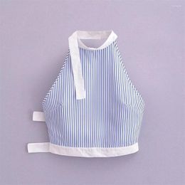 Women's Tanks UNIZERA2024 Summer Product Fashion Elegance Sexy Open Back Striped Poplin Hanging Neck Top