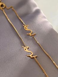 Mode 18K Gold plattiert Halsketten Designer Brief Schmuck Fashional Persönlichkeit Anhänger Halskette Hochzeit Accessoires Party Geschenk keine Schachtel
