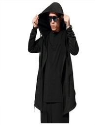 Men Hooded Jacket Brand Fashion Casual Long Sleeves Cloak Coats Plus Size Black Gown Mantle Hoodies Sweatshirts Hip Hop6306004