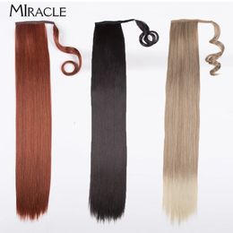 MIRACLE Synthetic Straight Ponytail Hair Extensions Women Wrap Around Ponytail 30 Inch Heat Resistant Fake Hair Piece Tails 240518