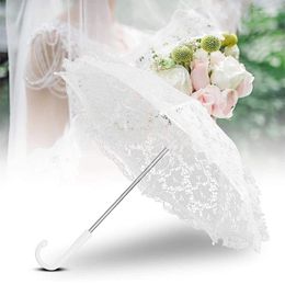 Party Decoration White Wedding Umbrella Women Lace Floral Parasol Handmade Pography Prop Bridal Stage Decor