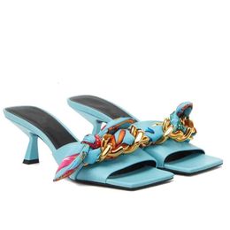 Ladies 2024 women Slippers real leather low heels sandals peep toe summer Casual Flip-flops fold wedding dress Gladiator sexy shoes metal Silk S 99a