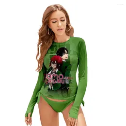 Women's Swimwear Tomo-chan Is A Girl Swimsuit Bikini Women Long Sleeve Two Piece Tankini Beach Suit