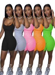 Designer Women Short Jumpsuit Pajama Summer Onesies Sleeveless Playsuits Rompers Plus Size Dhl Solid Color Lady Clothing 8705634378