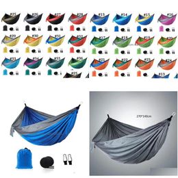Hammocks Ups Double Lightweight Nylon Hammock Outdoor Parachute Home Bedroom Lazy Swing Chair Beach Campe Backpacking Drop Delivery Ga Dhfb1