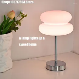 Table Lamps Nordic Simple Atmosphere Egg Tart Glass Lamp Creative Bedroom Bedside Living Room Decoration Package House Medie