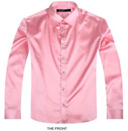 2017 Pink Luxury the groom shirt male long sleeve wedding shirt men039s party Artificial silk dress M3XL 21 Colours FZS271634335