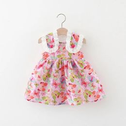 Girl Dresses 2024 Summer Full Body Butterfly Printed Cotton For Girls Cute Little Princess Dress