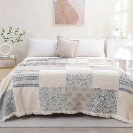 Blankets Four Seasons Cotton Blanket With Tassels Summer Cooling Towel Quilt Multifunction Throw Double Breathable Bed Cover