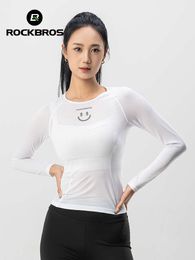 ROCKBROS Women's Long Sleeve Summer Cycling Jersey For Fiess Gym Sports Yoga Shirts Reflective Breathable Clothes L240520