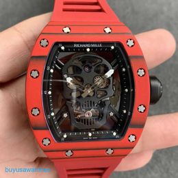 Functional RM Wrist Watch Active Tourbillon RM052 Skeleton Red Hollow Man Personality Machine Table