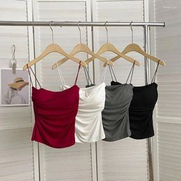 Women's Tanks Summer Camisoles Tank Tops Women With Built In Bra Spaghetti Strap Vest Sleeveless Tees Cropped Top Solid Colour Casual