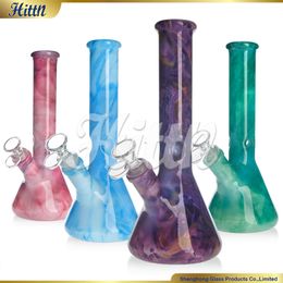 10 Inches Beaker Bong Colorful Heat Transfer Printing Pattern Water Pipe Glass Bongs for Smoking with Ice Catcher 14mm Joint Factory High Quality