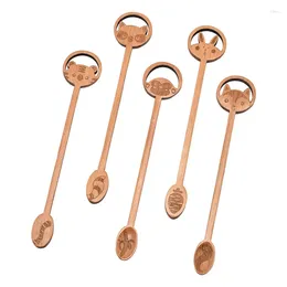 Coffee Scoops Customised Cartoon Bird's Nest And Honey Engraved Wooden Scoop For Milk Tea Jam Stirring