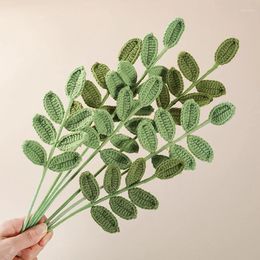 Decorative Flowers Crocheted Plants Knitted Green Leaves Simulation Plant Flower Accessories DIY Home Wedding Party Decorations Pography