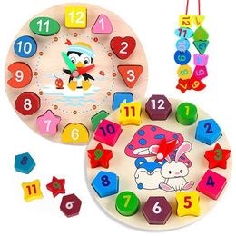 Learning Toys Wooden Penguin Rabbit Clock Number Shape Colour Cognitive Infant Early Education Puzzle Toys Childrens Gifts Montessori TMZ