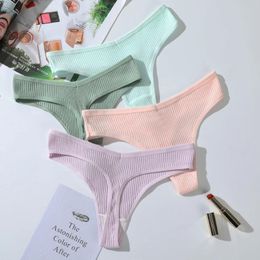 Women's Panties Seamless Women Thongs Breathable G-strings Low-Rise Female Underwear Sexy Soft Solid Ribbed Lingerie Intimates Briefs