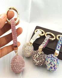 Keychains Nothing2 Strass Rhinestone Leather Strap Crystal Ball Car Keychain Charm Pendant Key Ring For Women GirlKeychains1536588