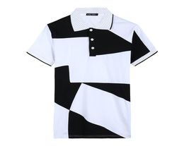 Short Shirt Summer Mens Shirts Black White Geometric Printed Designer Slim Fit Shirts Men Summer Wear4340670