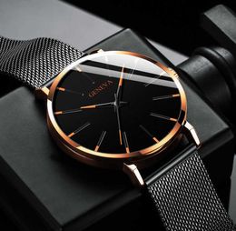 Mens Fashion Minimalist Watches Luxury Ultra Thin Stainless Steel Mesh Belt Quartz Watch Rose Gold Men Watch Gifts Reloj Hombre3357512