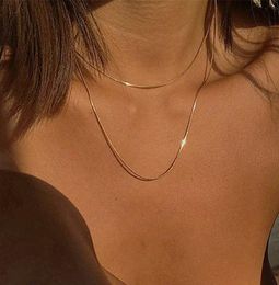 kpop women gold color choker necklaces thin chain on the neck minimalist pendant jewelry 2021 chocker collar for girl5842735