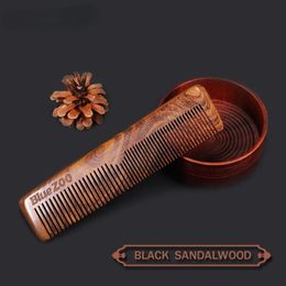 Blue Zoo Black Gold Sandalwood Men Care Comb Anti-Static Head Massage Hair Care Free Leather Bag Beard Comb