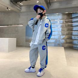Clothing Sets 2024 Spring Autumn Active Baby Boy Clothes Two Pieces Set Cotton Letter Coat Top Long Pant Outfits 5 7 9 11 13 Years