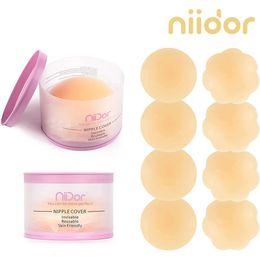 Niidor 8-piece silicone Nipple cover reusable womens bra stickers Petal strapless lifting bra invisible chest pad chest cream 240429