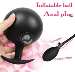 Builtin Steel Ball Inflatable Anal Plug Vibrating Ball Backyard Toys for Men and Women Masturbation Device Anus Dilator Adult Sup2716051